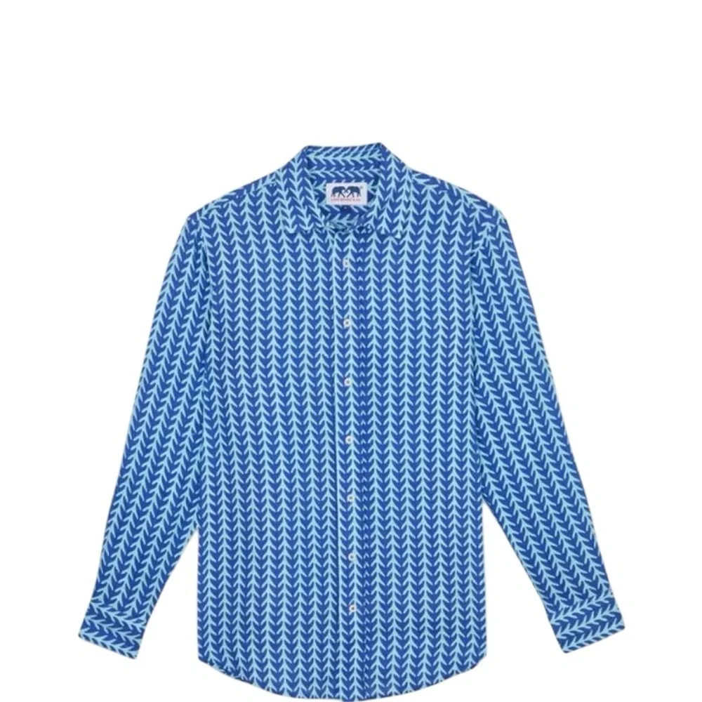 Love Brand & Co ABACO Men's Linen Shirt Long Sleeve Button Down Whale Tale M - Picture 11 of 15